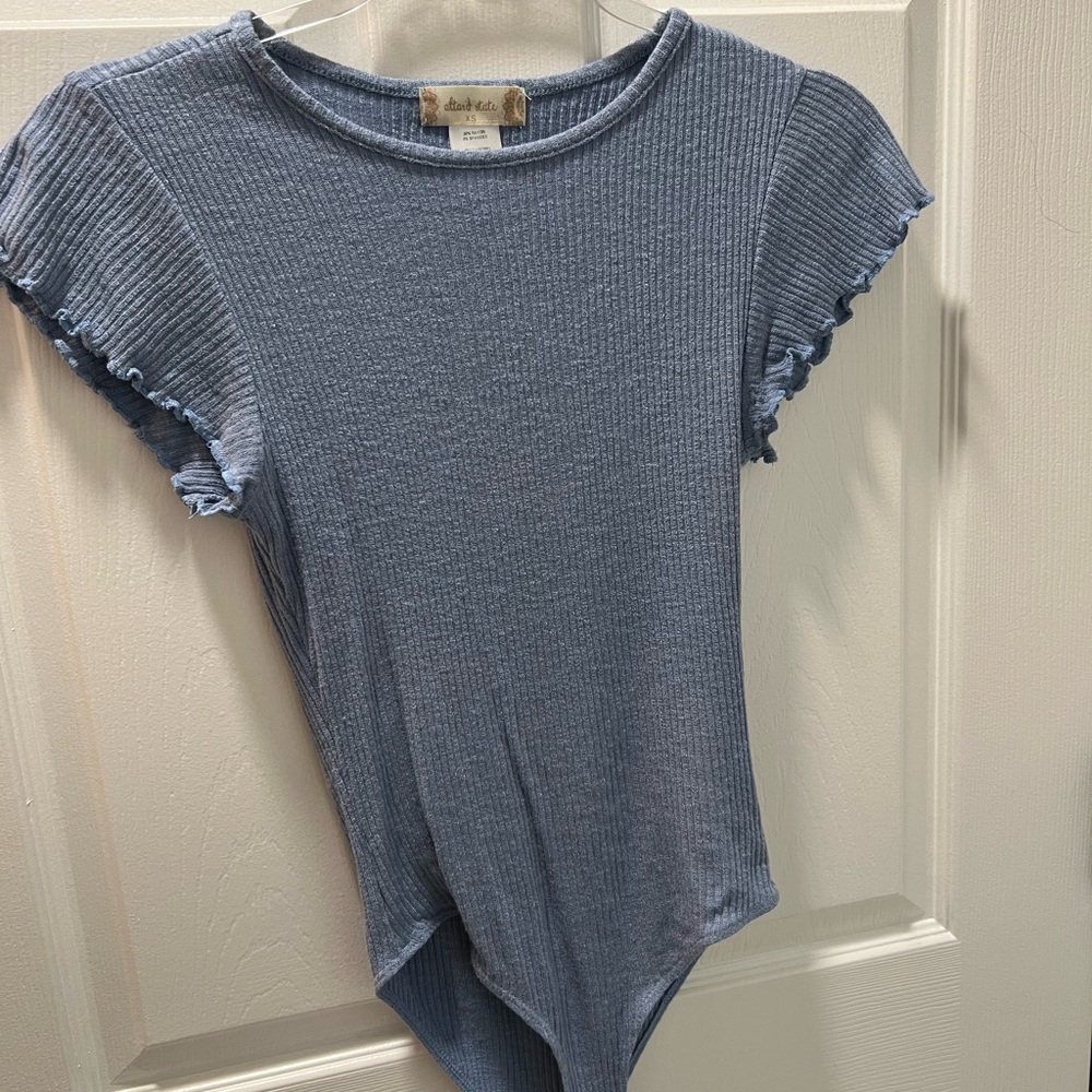 Altar'd State Blue Ribbed Bodysuit